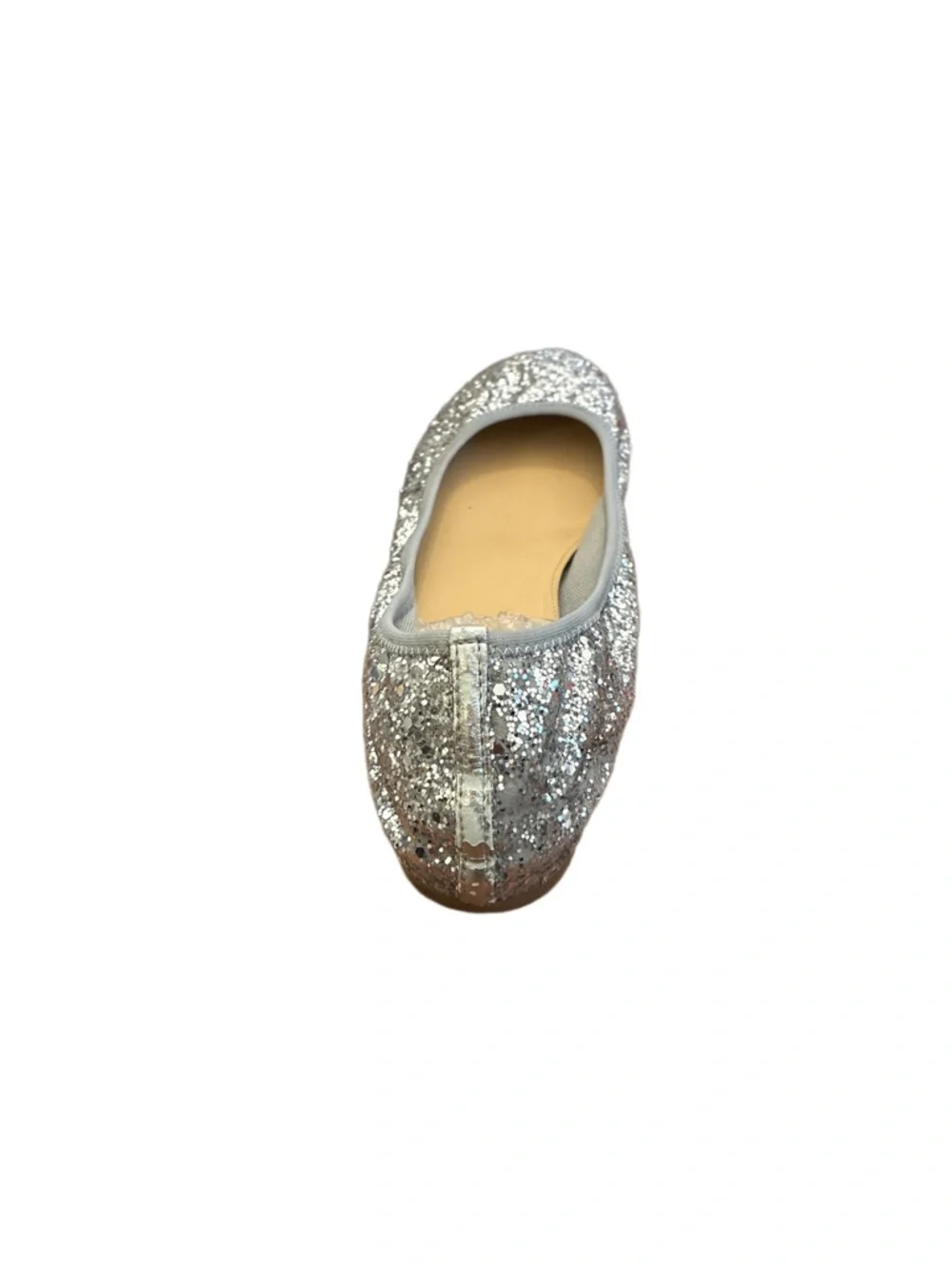 J. Crew Lula Metallic Silver Glitter Round-Toe Ballet Flats size 7.5 - Picture 3 of 5